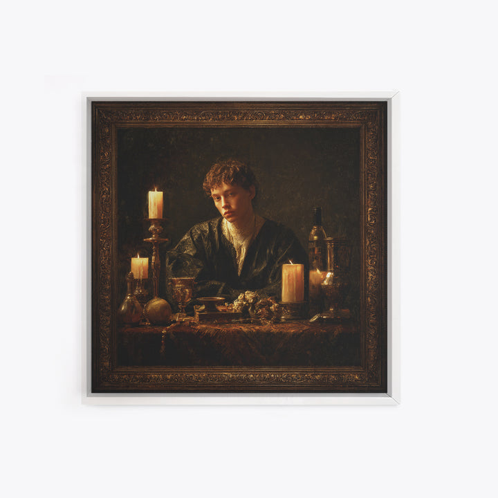 Classical Portrait with Dignified Lighting Framed Canvas Print, Traditional Art, Gallery Decor, Living Room Decor, Classic, TRA-1x1-32