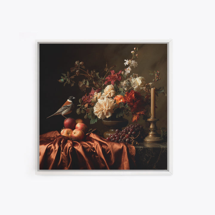 Bird Study on a Flowering Branch Framed Canvas Print, Traditional Art, Pokemon Poster, Living Room Decor, Fine Art, Classic, TRA-1x1-34