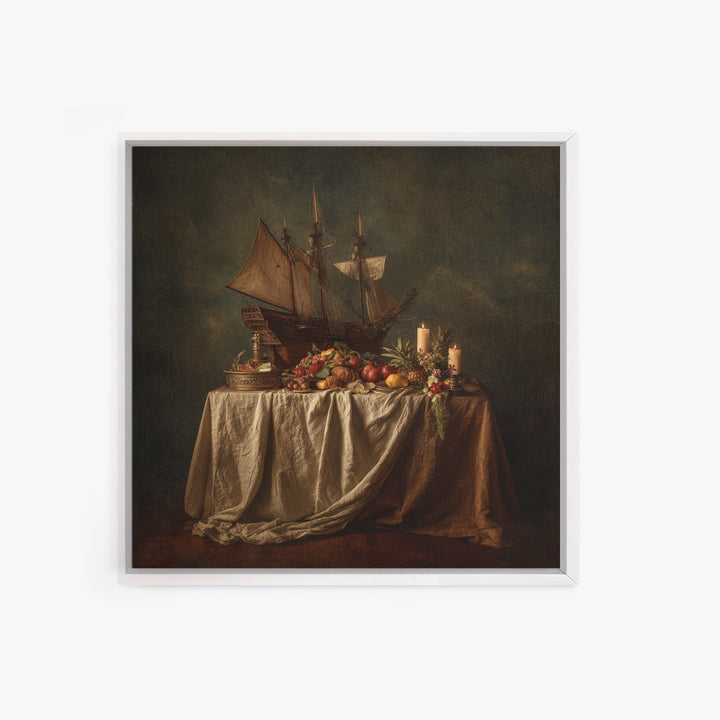 Ship at Sea Framed Canvas Print, Traditional Art, Gallery Decor, Living Room Decor, Fine Art, Classic, Wall Art, Home Decor, TRA-1x1-38