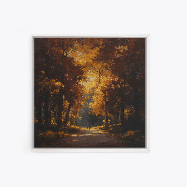 Autumn Forest Road Framed Canvas Print, Traditional Art, Room Decor, Living Room Decor, Fine Art, Classic, Digital Art, TRA-1x1-40