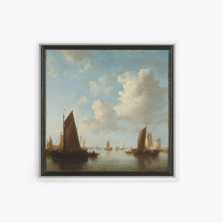 Seascape with Sailboats and Cloudy Sky Canvas Print, Traditional Art, Fine Art Print, Living Room Decor, Fine Art, Classic, TRA-1x1-5