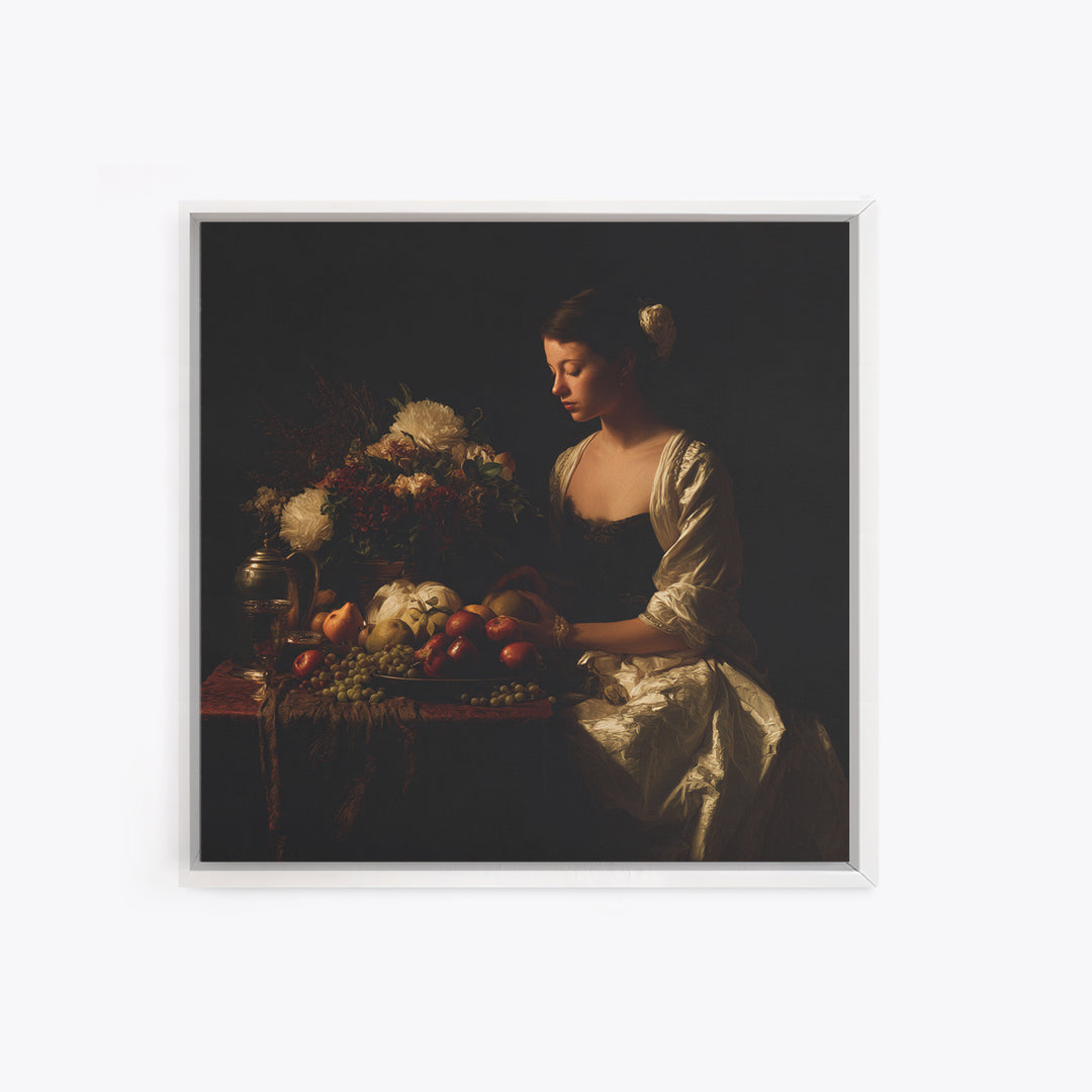 Classical Portrait with Dignified Lighting Framed Canvas Print, Traditional Art, Boho, Living Room Decor, Fine Art, Classic, TRA-1x1-56
