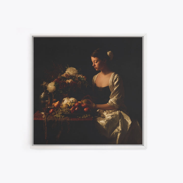 Classical Portrait with Dignified Lighting Framed Canvas Print, Traditional Art, Boho, Living Room Decor, Fine Art, Classic, TRA-1x1-56