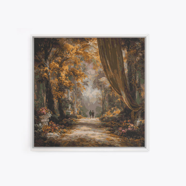 Autumn Forest Road Framed Canvas Print, Traditional Art, Japanese Art, Living Room Decor, Fine Art, Classic, Gallery Decor, TRA-1x1-64