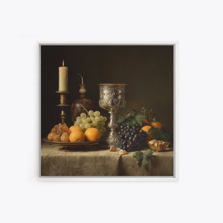 Dutch Fruit and Silver Goblet Still Life Canvas Print, Traditional Art, Japanese Decor, Living Room Decor, Fine Art, Classic, TRA-1x1-76