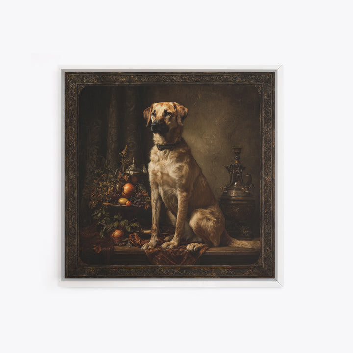 Hunting Dog Portrait Framed Canvas Print, Traditional Art, Landscape, Living Room Decor, Fine Art, Classic, Textured Painting, TRA-1x1-84