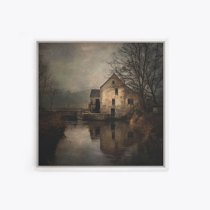 Watermill Beside a Quiet Stream Canvas Print, Traditional Art, Contemporary Art, Living Room Decor, Fine Art, Classic, TRA-1x1-89