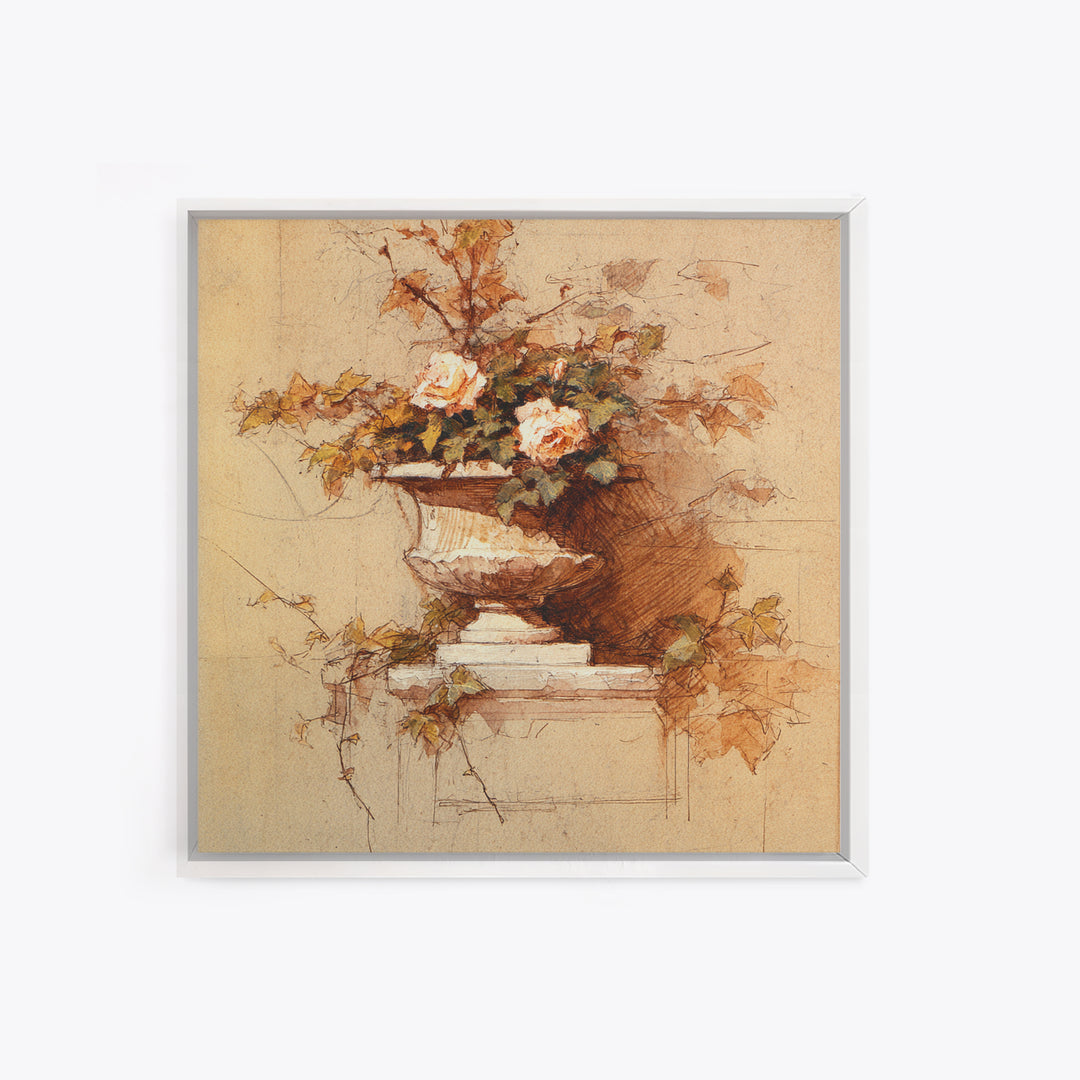 Basket of Apples and Pears on Linen Canvas Print, Traditional Art, Neutral Decor, Living Room Decor, Fine Art, Classic, TRA-1x1-90