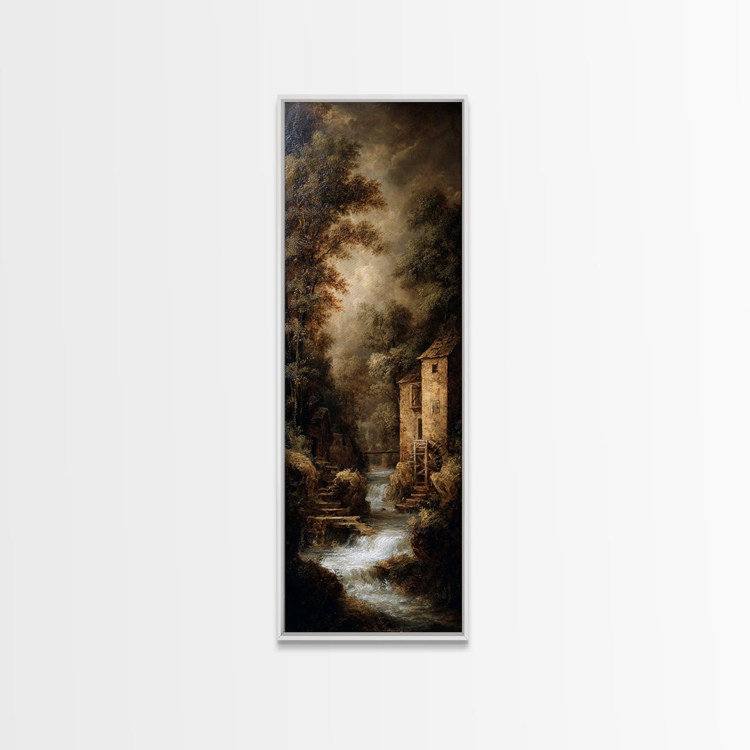 Watermill Beside a Quiet Stream Canvas Print, Traditional Art, Fine Art Print, Living Room Decor, Fine Art, Classic, Wall Decor, TRA-1x3-5