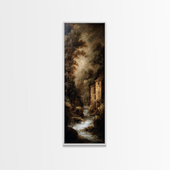 Watermill Beside a Quiet Stream Canvas Print, Traditional Art, Fine Art Print, Living Room Decor, Fine Art, Classic, Wall Decor, TRA-1x3-5