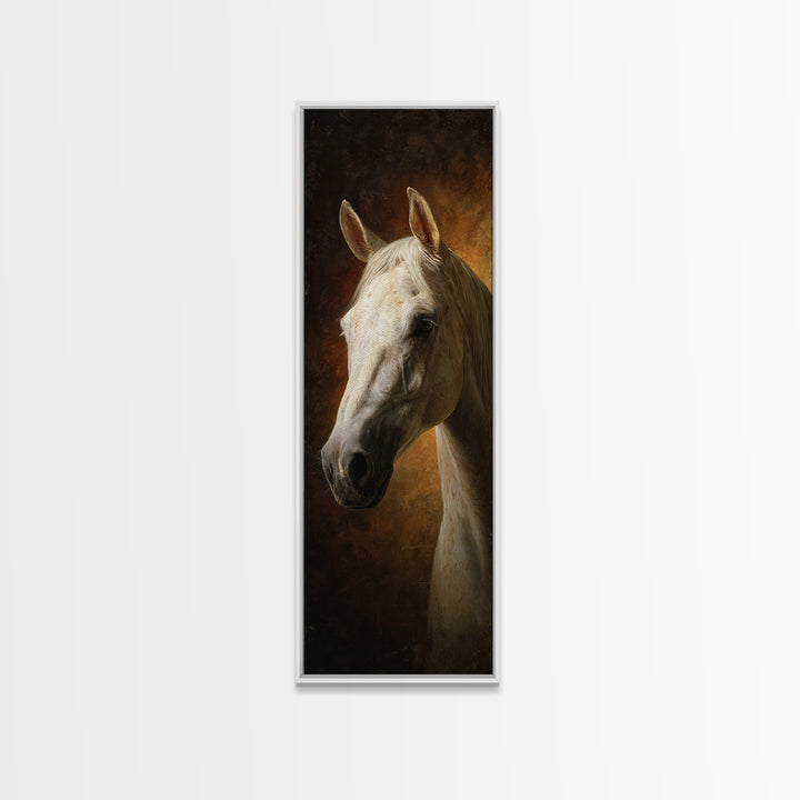 Realistic Horse Portrait Canvas Print, Traditional Art, Dark Art, Living Room Decor, Oil Painting, Classic, Minimalist Decor, TRA-1x3-63