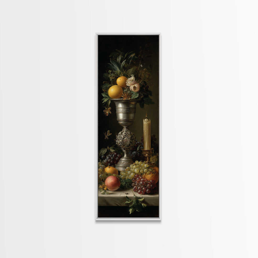 Dutch Fruit and Silver Goblet Still Life Framed Canvas Print, Traditional Art, Japanese Art, Living Room Decor, Classic, TRA-1x3-64