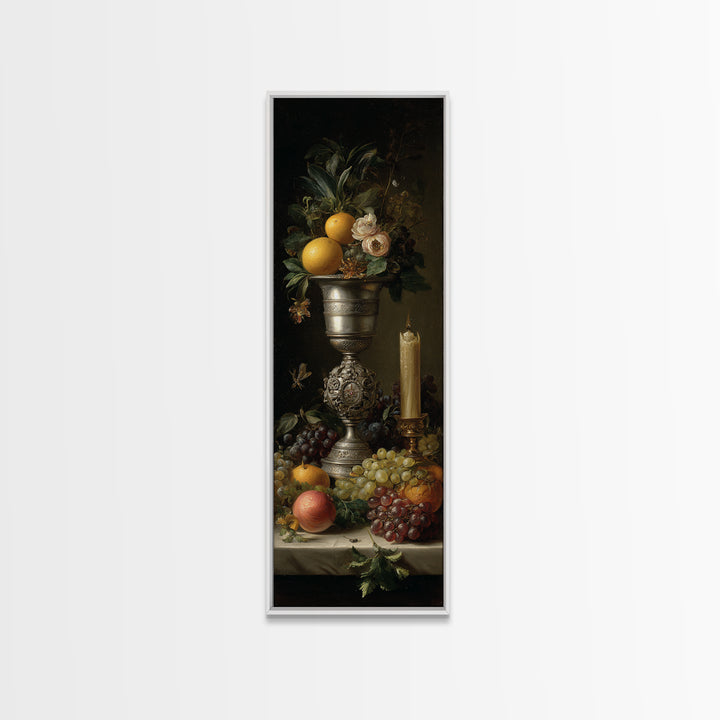 Dutch Fruit and Silver Goblet Still Life Framed Canvas Print, Traditional Art, Japanese Art, Living Room Decor, Classic, TRA-1x3-64