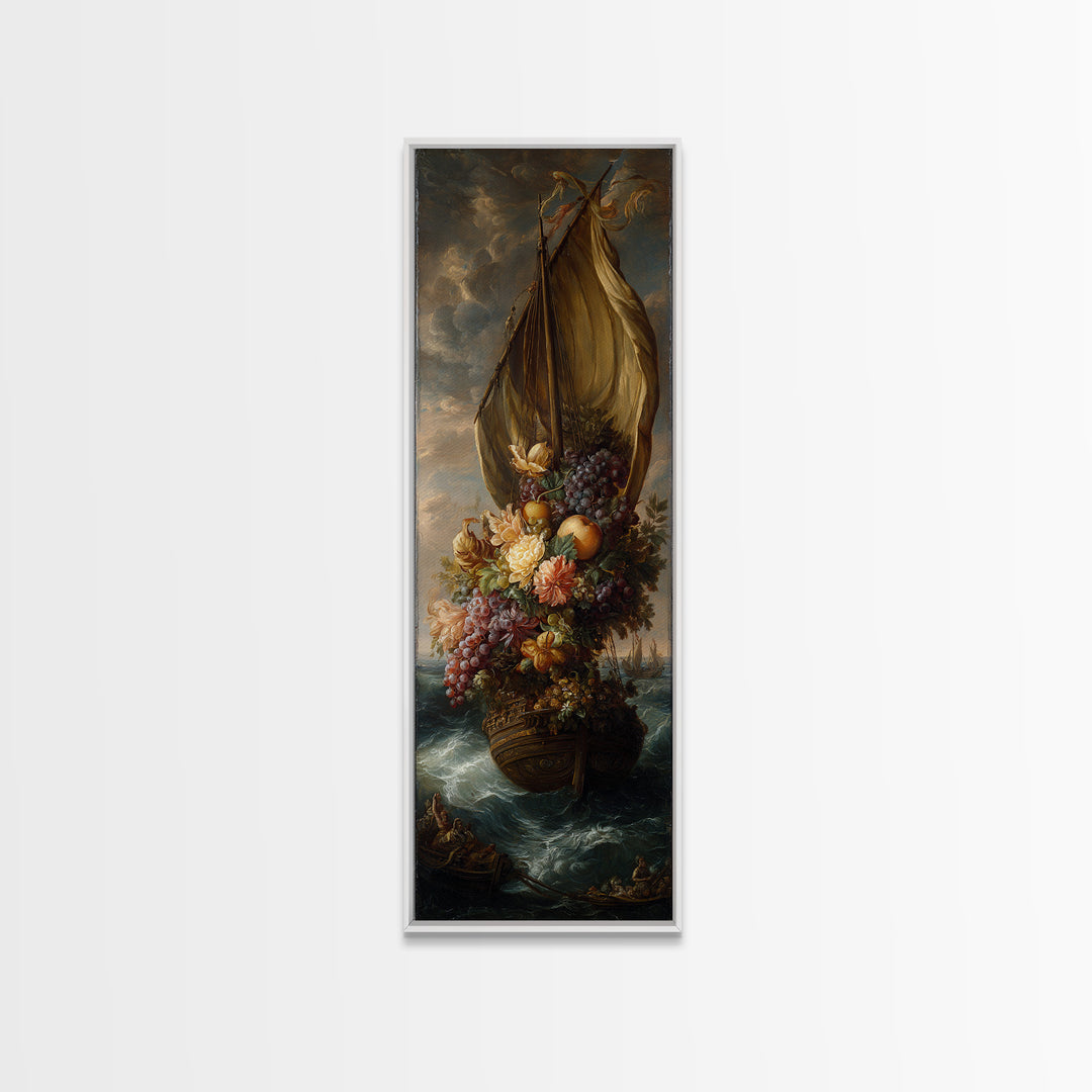 Ship at Sea Framed Canvas Print, Traditional Art, Fine Art Print, Living Room Decor, Fine Art, Classic, Wall Decor, Painting, TRA-1x3-74