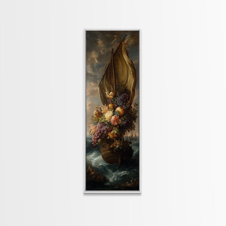 Ship at Sea Framed Canvas Print, Traditional Art, Fine Art Print, Living Room Decor, Fine Art, Classic, Wall Decor, Painting, TRA-1x3-74
