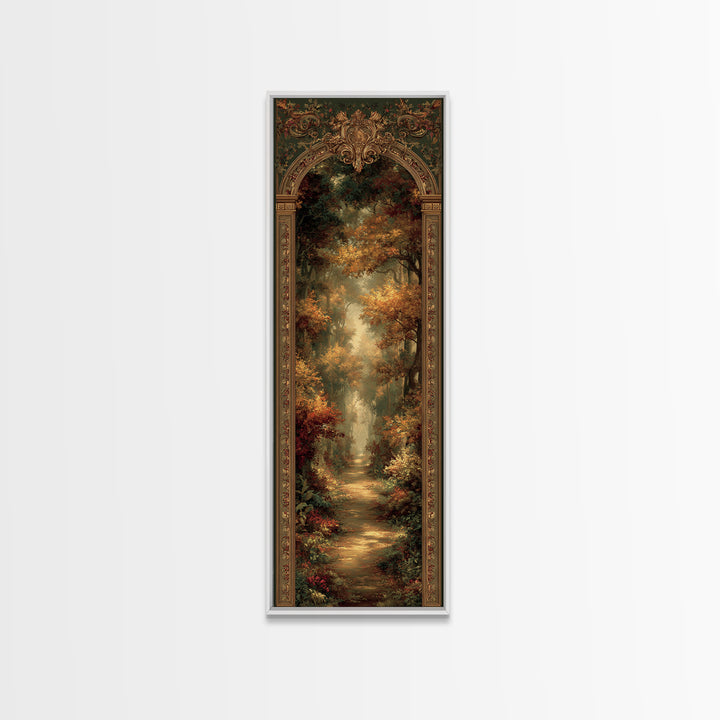 Autumn Forest Road Framed Canvas Print, Traditional Art, Furry Art, Living Room Decor, Fine Art, Classic, Fine Art Print, TRA-1x3-76