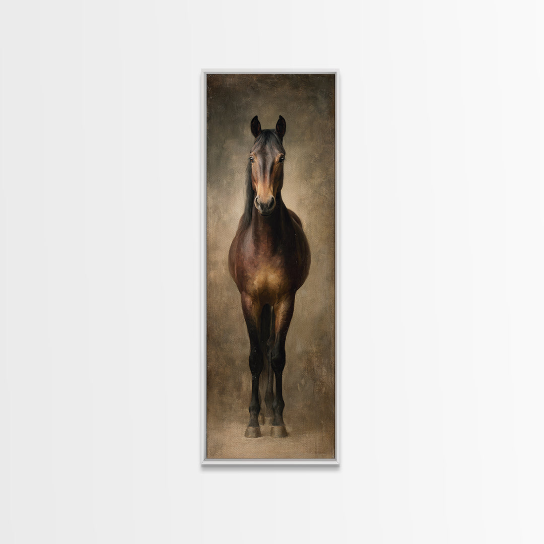 Realistic Horse Portrait Framed Canvas Print, Traditional Art, Statement Artwork, Living Room Decor, Fine Art, Classic, TRA-1x3-87