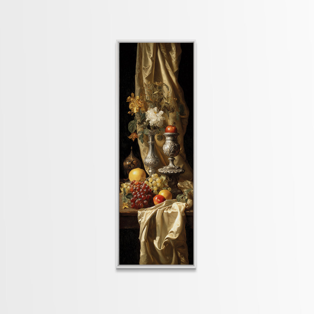 Dutch Fruit and Silver Goblet Still Life Canvas Print, Traditional Art, Japanese Decor, Living Room Decor, Fine Art, Classic, TRA-1x3-88