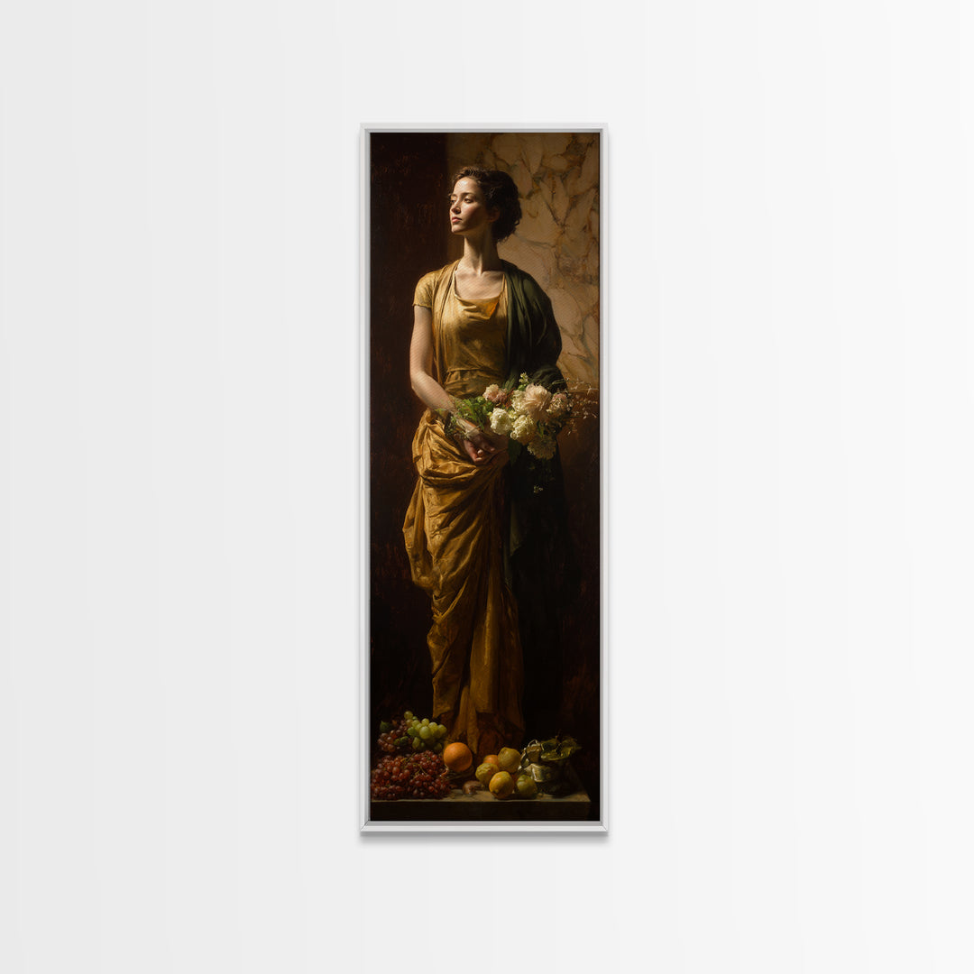 Classical Portrait with Dignified Lighting Framed Canvas Print, Traditional Art, Indian Decor, Living Room Decor, Classic, TRA-1x3-92