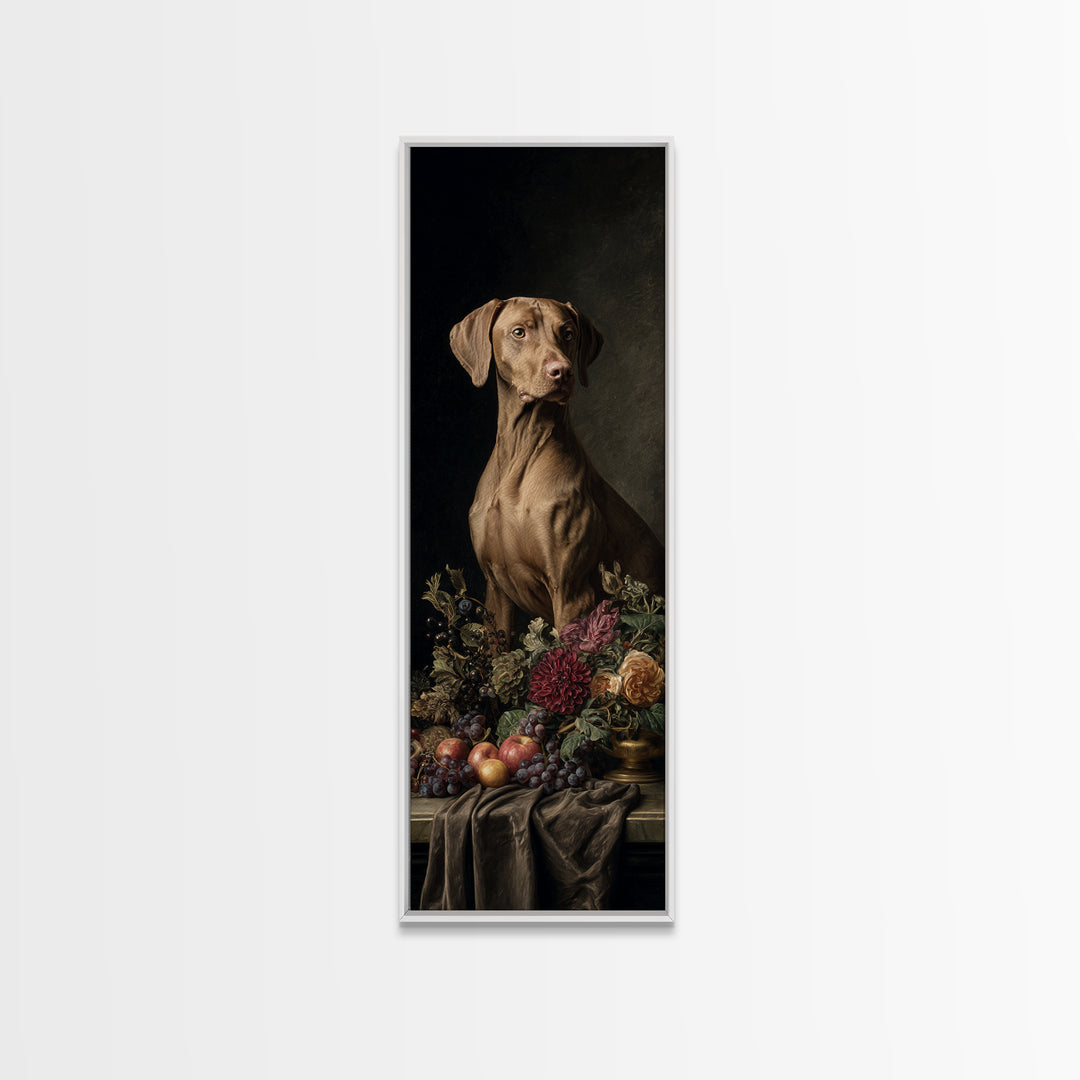 Hunting Dog Portrait Framed Canvas Print, Traditional Art, Landscape, Living Room Decor, Fine Art, Classic, Textured Painting, TRA-1x3-96