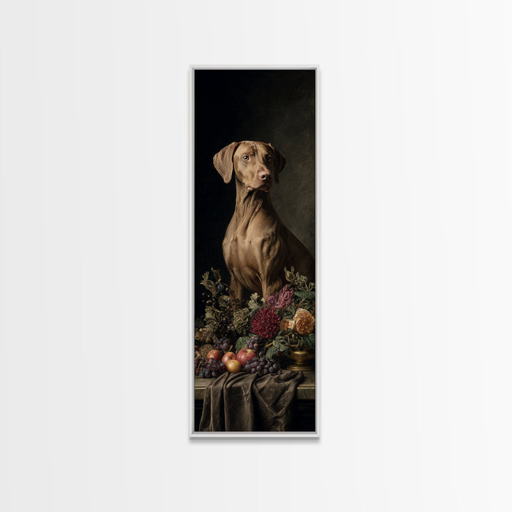 Hunting Dog Portrait Framed Canvas Print, Traditional Art, Landscape, Living Room Decor, Fine Art, Classic, Textured Painting, TRA-1x3-96