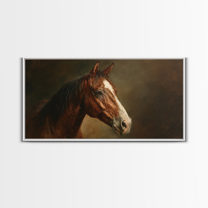 Realistic Horse Portrait Framed Canvas Print, Traditional Art, Canvas, Living Room Decor, Fine Art, Classic, Furry Art, TRA-2x1-23