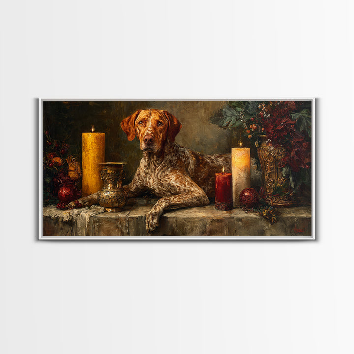 Hunting Dog Portrait Canvas Print, Traditional Art, Wall Art, Living Room Decor, Oil Painting, Classic, Artwork, Original Art, TRA-2x1-32