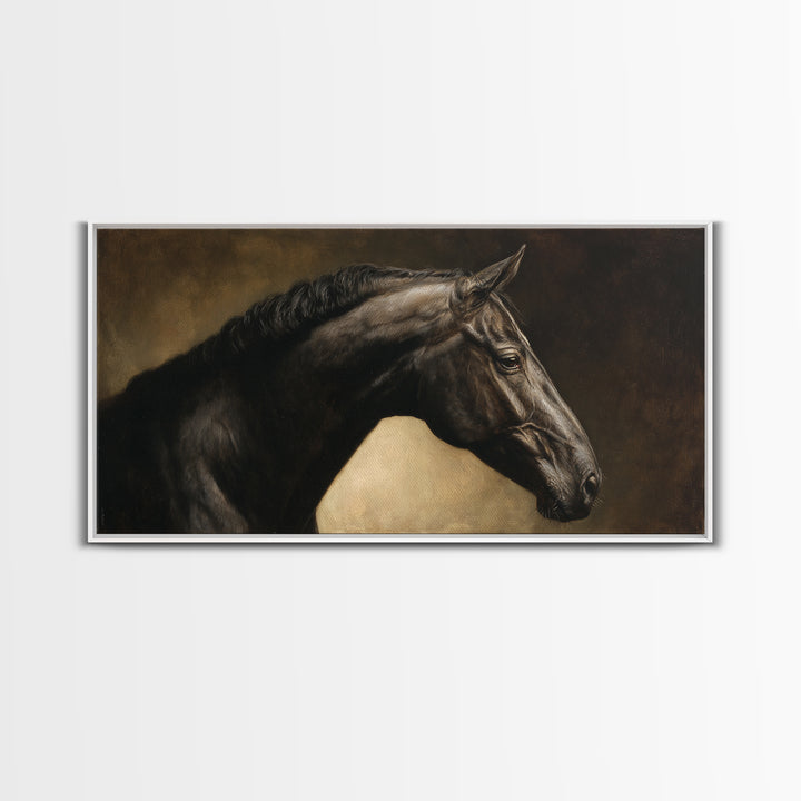 Realistic Horse Portrait Canvas Print, Traditional Art, Digital Print, Living Room Decor, Oil Painting, Classic, Indian Art, TRA-2x1-47