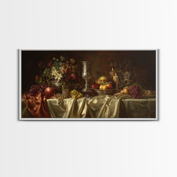 Dutch Fruit and Silver Goblet Still Life Canvas Print, Traditional Art, Wall Decor, Living Room Decor, Fine Art, Classic, TRA-2x1-48
