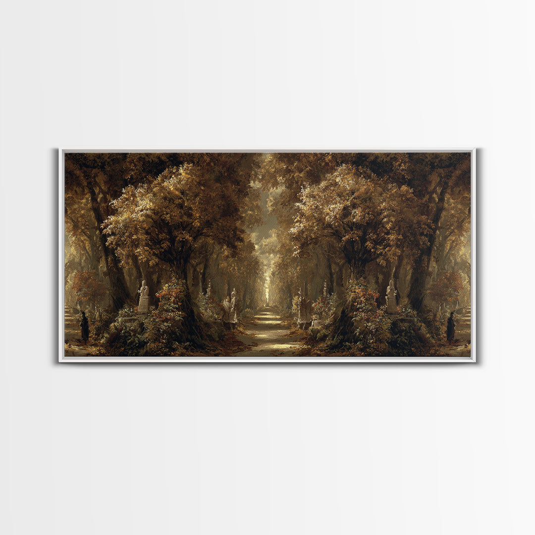 Autumn Forest Road Framed Canvas Print, Traditional Art, Art Print, Living Room Decor, Fine Art, Classic, Custom Art, TRA-2x1-60
