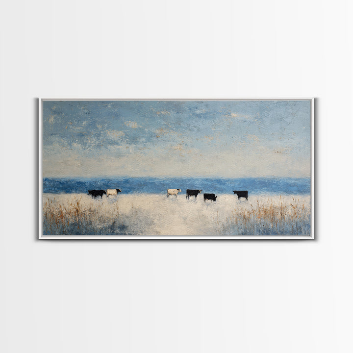 Snowy Village Landscape at Twilight Canvas Print, Traditional Art, Japanese Art, Living Room Decor, Fine Art, Classic, TRA-2x1-63