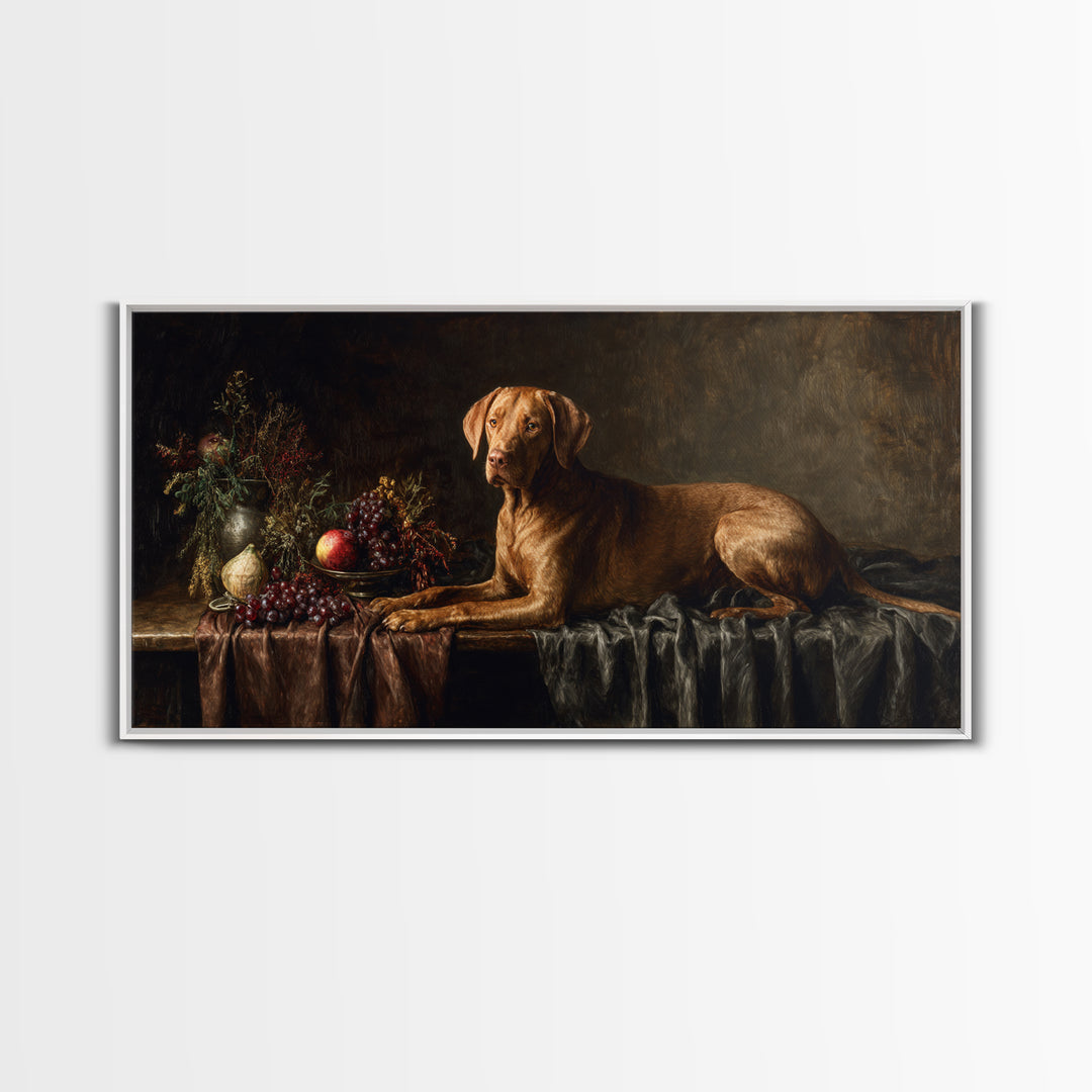 Hunting Dog Portrait Framed Canvas Print, Traditional Art, Luxury Decor, Living Room Decor, Fine Art, Classic, Art Print, TRA-2x1-8