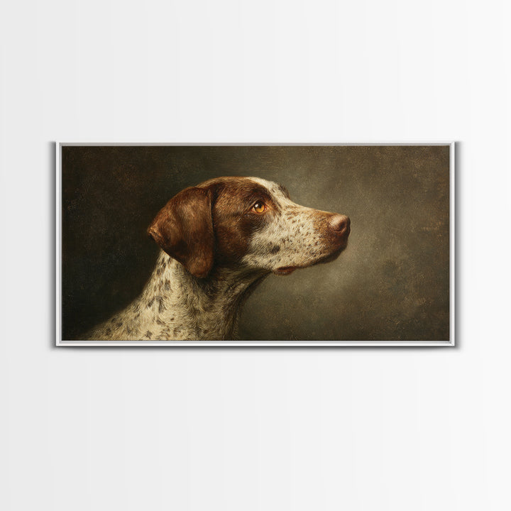 Hunting Dog Portrait Framed Canvas Print, Traditional Art, Art Commissions, Living Room Decor, Classic, Pokemon Poster, TRA-2x1-80