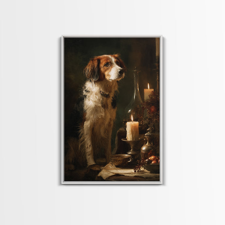 Hunting Dog Portrait Framed Canvas Print, Traditional Art, Digital Print, Living Room Decor, Oil Painting, Classic, Indian Art, TRA-2x3-20