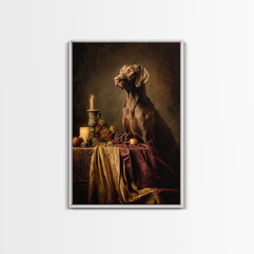 Hunting Dog Portrait Framed Canvas Print, Traditional Art, Luxury Decor, Living Room Decor, Fine Art, Classic, Art Print, TRA-2x3-44