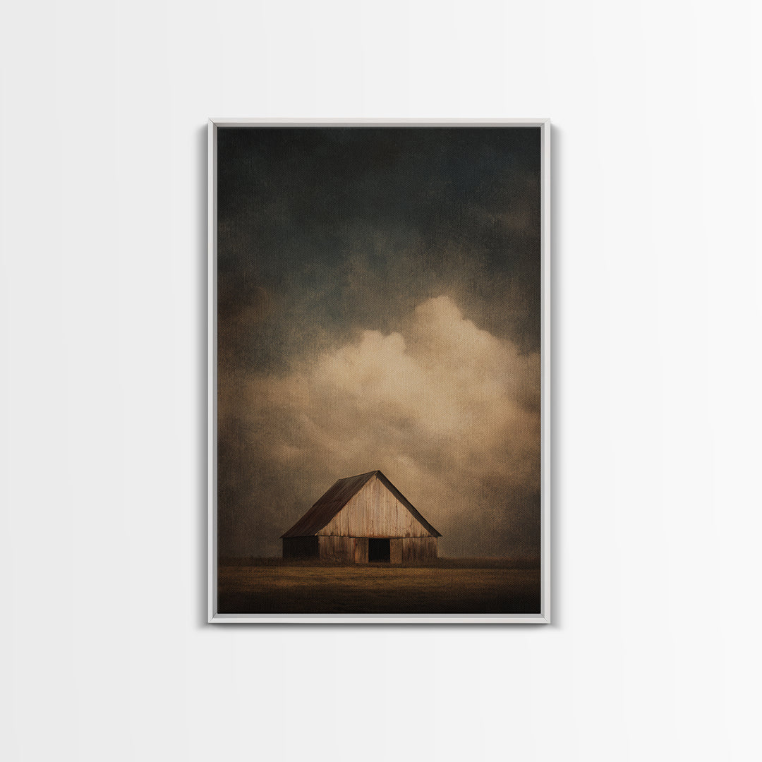 Barn and Farmland Framed Canvas Print, Traditional Art, Digital Art, Living Room Decor, Fine Art, Classic, Custom Art, TRA-2x3-55