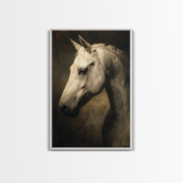 Realistic Horse Portrait Framed Canvas Print, Traditional Art, Digital Print, Living Room Decor, Oil Painting, Classic, TRA-2x3-59
