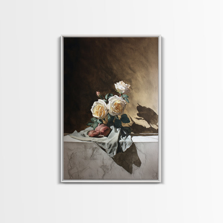 Botanical Watercolor Study of Roses Canvas Print, Traditional Art, Wall Hanging, Living Room Decor, Fine Art, Classic, TRA-2x3-62