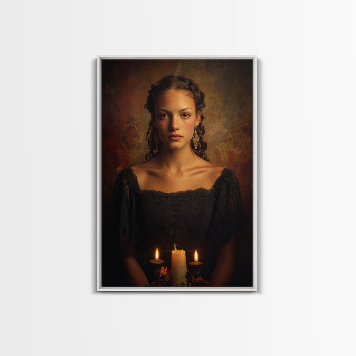 Classical Portrait with Dignified Lighting Framed Canvas Print, Traditional Art, Living Room Decor, Oil Painting, Classic, TRA-2x3-64