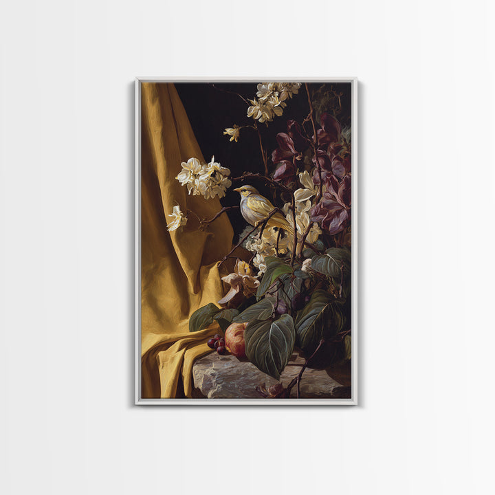 Bird Study on a Flowering Branch Canvas Print, Traditional Art, Art Print, Living Room Decor, Fine Art, Classic, Custom Art, TRA-2x3-66