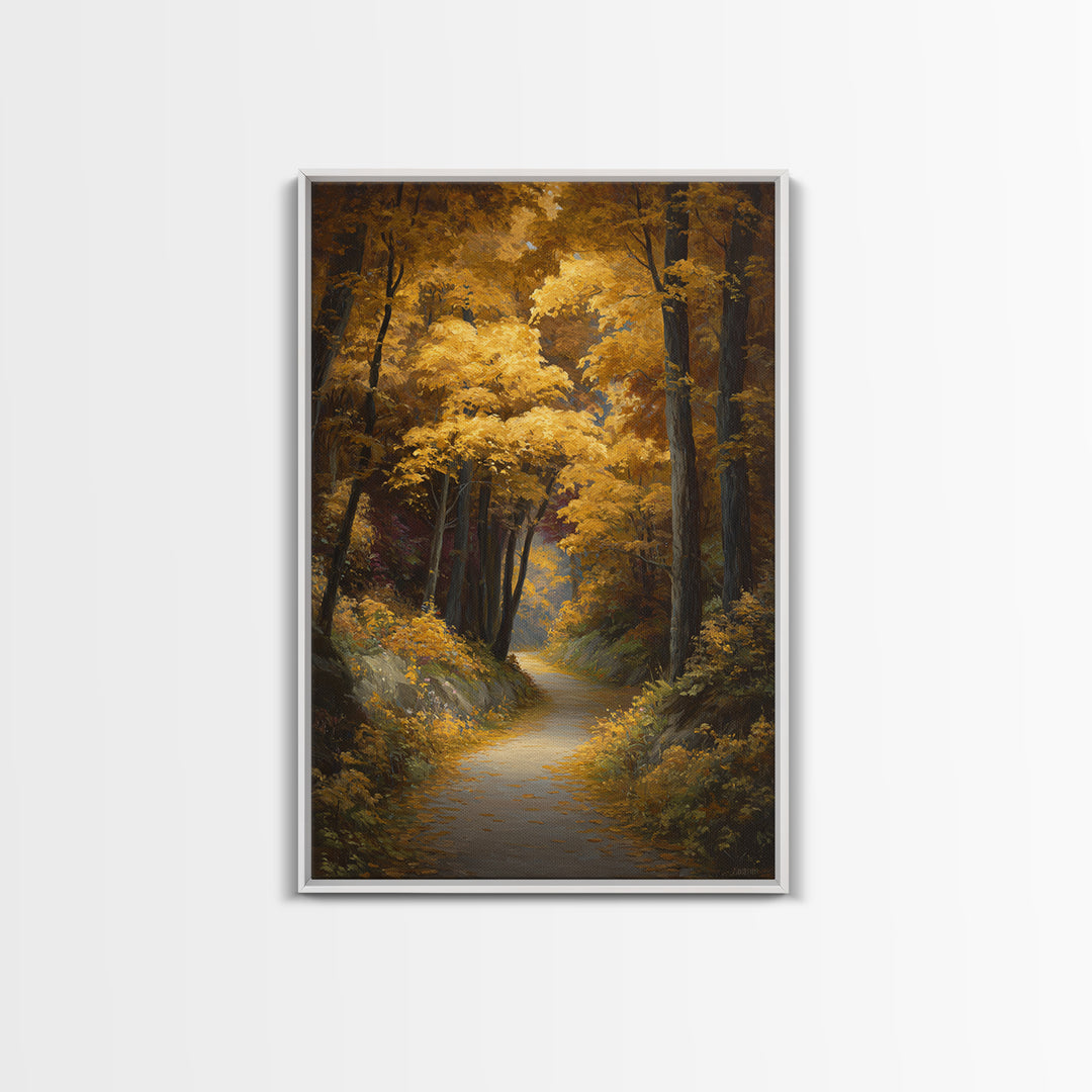 Autumn Forest Road Canvas Print, Traditional Art, Art Print, Living Room Decor, Fine Art, Classic, Custom Art, Furry Art, TRA-2x3-72