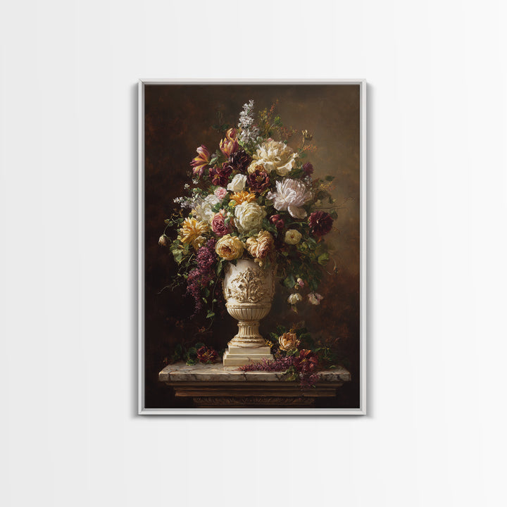 Formal Floral Still Life Canvas Print, Traditional Art, Boho, Living Room Decor, Classic, Indian Wall Art, Japanese Decor, TRA-2x3-82