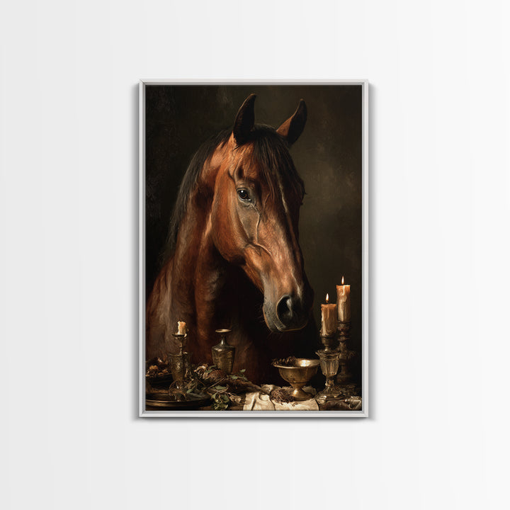 Realistic Horse Portrait Framed Canvas Print, Traditional Art, Landscape, Living Room Decor, Fine Art, Classic, TRA-2x3-83