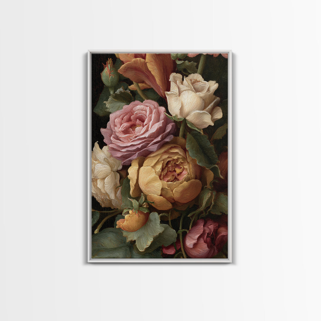 Botanical Watercolor Study of Roses Canvas Print, Traditional Art, Wall Hanging, Living Room Decor, Fine Art, Classic, TRA-2x3-86