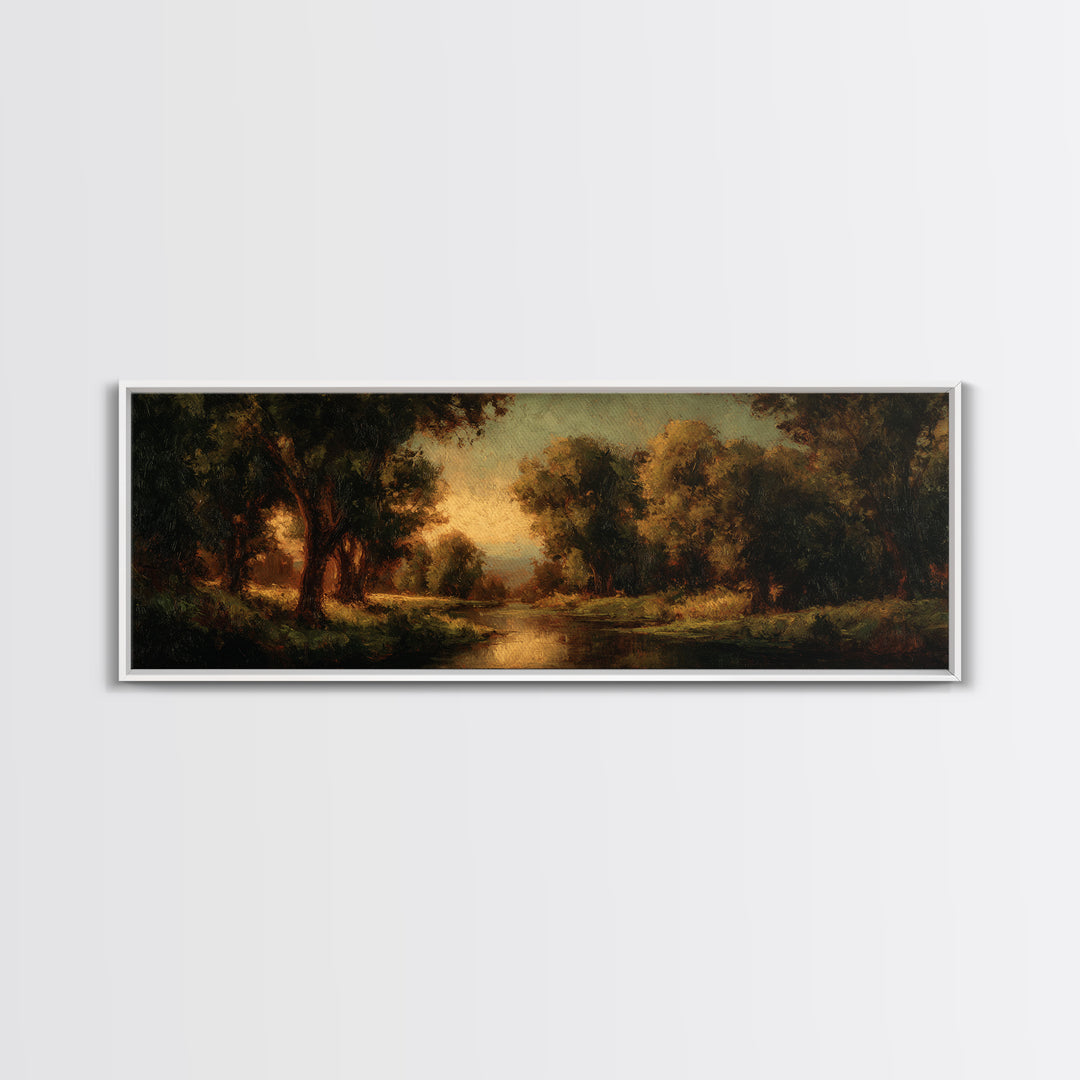 Classic Oil Painted Landscape Framed Canvas Print, Traditional Art, Japanese Decor, Living Room Decor, Fine Art, Classic, TRA-3x1-17