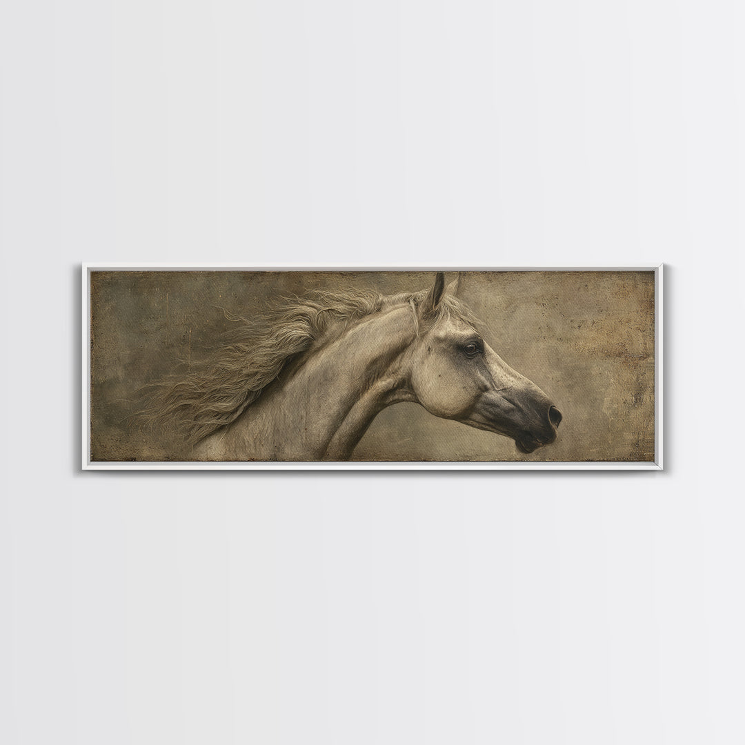 Realistic Horse Portrait Canvas Print, Traditional Art, Decor, Living Room Decor, Fine Art, Classic, Japanese Art, Custom Art, TRA-3x1-43