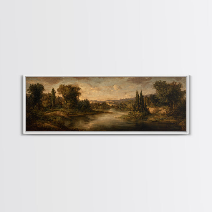 Classic Oil Painted Landscape Framed Canvas Print, Traditional Art, Boho Decor, Living Room Decor, Fine Art, Classic, TRA-3x1-89