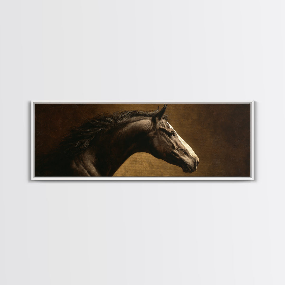 Realistic Horse Portrait Canvas Print, Traditional Art, Decor, Living Room Decor, Fine Art, Classic, Japanese Art, Custom Art, TRA-3x1-91