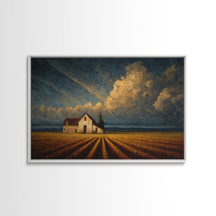 Barn and Farmland Canvas Print, Traditional Art, Indian Decor, Living Room Decor, Fine Art, Classic, Luxury Decor, TRA-3x2-3