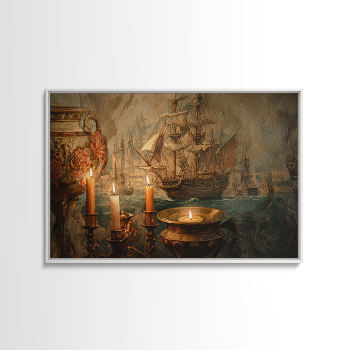 Ship at Sea Canvas Print, Traditional Art, Canvas Print, Living Room Decor, Fine Art, Classic, Neutral Decor, Modern Decor, TRA-3x2-42